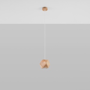 Lustra suspendata Woody din lemn, Natural 12x12x120 cm - Img 2