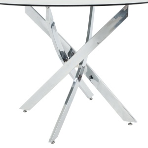 Masa Antoro din sticla cu picioare din metal cromat 80x80x75 cm - Img 4