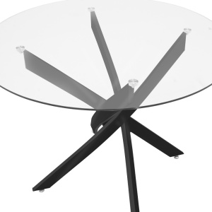 Masa Antoro din sticla cu picioare din metal negru 100x100x75 cm - Img 3