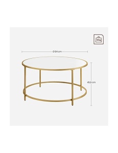 Masa de cafea, Vasagle, Alb-Auriu, LCT091A10, 84 x 84 x 45 cm - Img 6