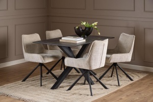Masa dining Heaven, Negru, 75.5x135x80 cm - Img 5