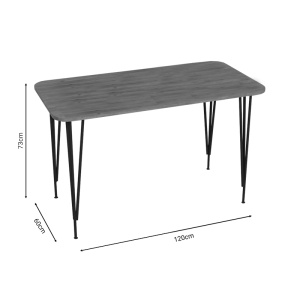 Masa Palkon stejar melaminat metal negru 120x60x73 cm - Img 3
