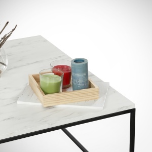 Măsuţă de cafea Poly Alb 75x43x75 cm - Img 6