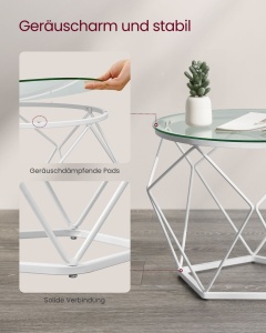 Masuta de cafea Vasagle Alb 48.2x48.2x39.2 cm - Img 6