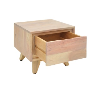 Noptiera Emira, Pako World, Lemn de salcam, Natural, 40x40x35 cm - Img 3