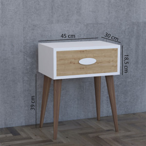 Noptiera Labow Walnut-Alb 45x30x57.5 cm - Img 6