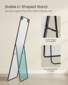 Oglinda de podea Negru Songmics 160x50x1.3 cm - Img 4