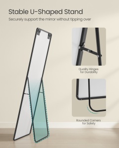 Oglinda de podea Negru Songmics 160x50x1.3 cm - Img 4