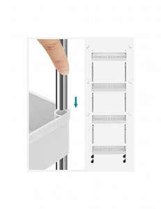 Organizator cu roti, Songmics, 42 x 13.5 x 87 cm, 4 rafturi, KSC08WT, Alb - Img 7