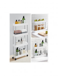 Organizator cu roti, Songmics, 42 x 13.5 x 87 cm, 4 rafturi, KSC08WT, Alb - Img 7