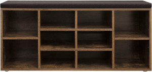 Pantofar bancuta hol cufar cu depozitare, Vasagle, Maro, 104x30x48 cm - Img 5