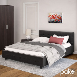 Pat dublu cu spatiu de depozitare 160x200 cm Roi 146 Negru Mat - Img 3