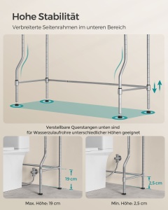 Raft baie WC Songmics Gri 83x30x179 cm - Img 6