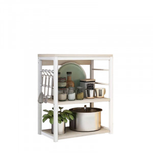 Raft Cayde metalic alb - culoare lemn natural 50x30x71.5cm - Img 3