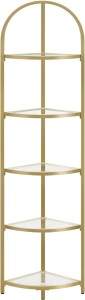 Raft de colt, Vasagle, sticla securizata, Auriu, 28 x 28 x 158 cm - Img 2