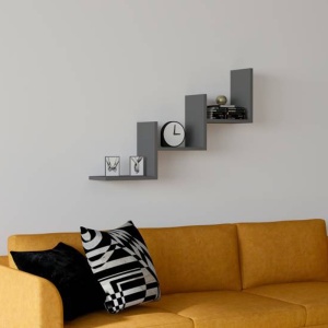 Raft de perete Mauer, Pako World, Antracit, 90x19x60 cm - Img 2