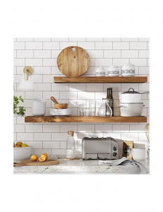 Raft de perete, Vasagle, Maro Rustic, LWS26BX, 60 x 20 x 3.8 cm - Img 4