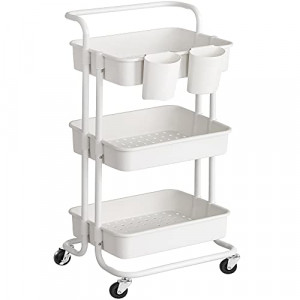 Raft depozitare cu roti, Songmics, Alb, 41.6x33.5x86.3 cm - Img 2