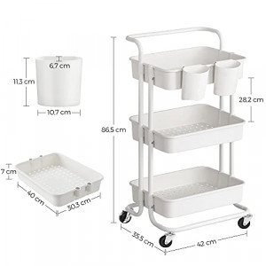 Raft depozitare cu roti, Songmics, Alb, 41.6x33.5x86.3 cm - Img 7