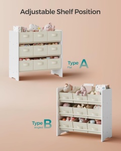 Raft organizare jucarii copii Alb Songmics 62.5x29.5x60 cm - Img 6