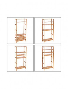 Raft pentru baie, Songmics, BCB35Y, Bambus, 133 x 29 x 9 cm - Img 6