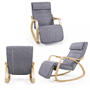Scaun balansoar, Songmics, Gri, 121.5x67x84 cm - Img 6