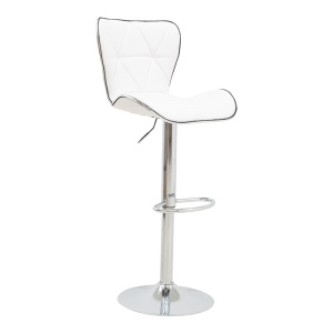 Scaun bar Jorine inaltime ajustabila piele ecologica PU baza cromata alb 53x44x114 cm