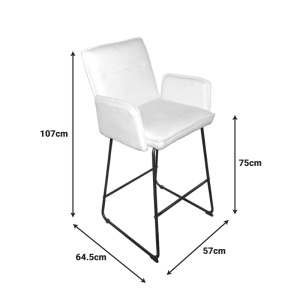 Scaun de bar Essential Alb 57x64.5x107 cm - Img 2