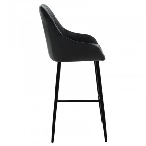 Scaun de bar Patrin picioare metalice negre - culoare negru catifea - Img 3