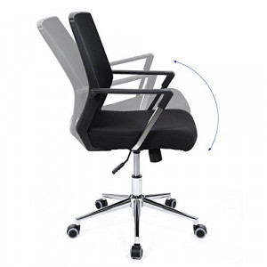 Scaun de birou, Songmics, Negru, 61x55x(92-102) cm - Img 3