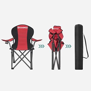 Scaun de camping, Songmics, Negru-Rosu, 92x57x104 cm - Img 5