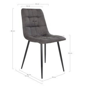 Scaun dining Middelfart, Gri, 55x44x86 cm - Img 3