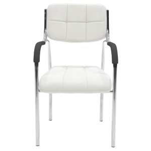 Scaun Otlen piele ecologica PU alb picioare cromate 47x45x87 cm - Img 4