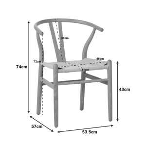 Scaun Wishbone Negru 53.5x57x74 cm - Img 2