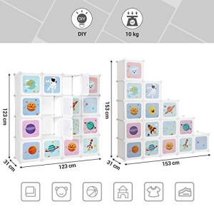 Set 15 cuburi modulare din plastic pentru depozitare, Songmics, Alb, 123x31x123 cm - Img 4