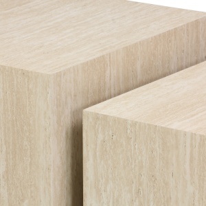 Set 2 bucati Masuta auxiliara, Coffina, Travertin, 58x58x40 cm - Img 6