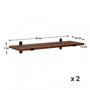 Set 2 etajere de perete, Songmics, Maro-Negru, 60x20x15 cm - Img 6