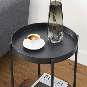 Set 2 masute laterale, Vasagle, Negru, 43x43x55 cm - Img 6