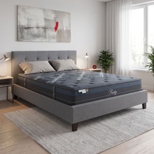 Set 2 piese Cadru de pat si Saltea Mago-Resty, Gri inchis, 213x167x88 cm