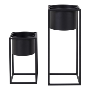 Set 2 piese Ghiveciuri de flori Marla, Negru, 19.5x19.5x50.5 cm - Img 5