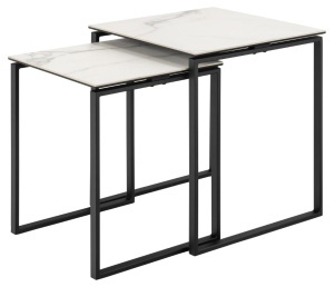 Set 2 piese Masute de cafea Katrine, Alb, 55x50x50 cm - Img 3