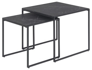 Set 2 piese Masute de cafea stivuibile Infinity, Negru, 45x50x50 cm - Img 5