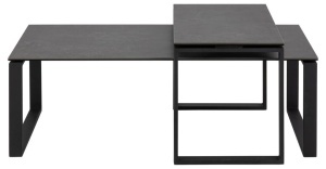 Set 2 piese Masute de cafea stivuibile Katrine, Negru, 45x115x69 cm - Img 4