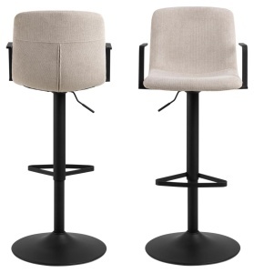 Set 2 piese Scaune de bar Pablo, Bej, 114x50x53 cm - Img 3