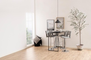 Set 2 piese Scaune de bar Sylvia V1, Gri, 115x41.5x52 cm