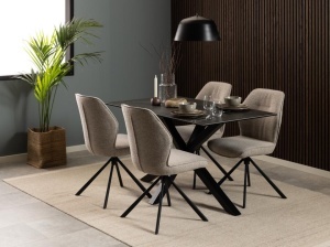 Set 2 piese Scaune dining Aura, Bej, 88.5x51x61.5 cm - Img 2