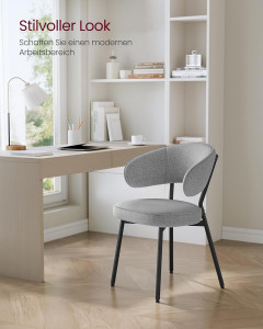 Set 2 scaune dinings, Vasagle, Gri deschis, 54x52x82 cm - Img 4