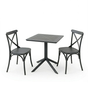 Set 3 bucati masa si scaune gradina, Groovy Crossie, Antracit, 60x60x76 cm - Img 2
