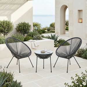 Set 3 masa si scaune gradina V1, Acapulco, Negru, 50x50x52 cm