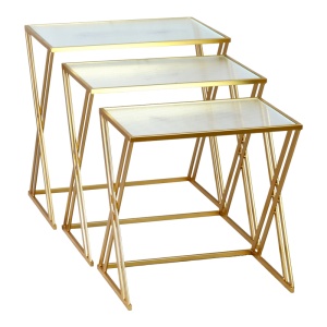 Set 3 masute de cafea Pitche Pako World Auriu 80x37x123 cm
